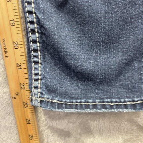 Silver Jeans Suki Mid Capri Womens 28 Blue Distressed Embroidered Pockets Denim - Picture 10 of 12